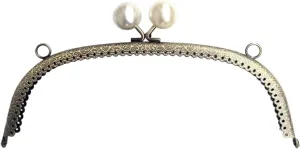 Clutch Bag Clasp Retro Pearl Wallet Metal Handle Frame Arc Shaped DIY Purse Clutch Kiss Clasp Lock Clutch Bag Handle Handbag Accessories Kiss Clasp Frame Lock(4)