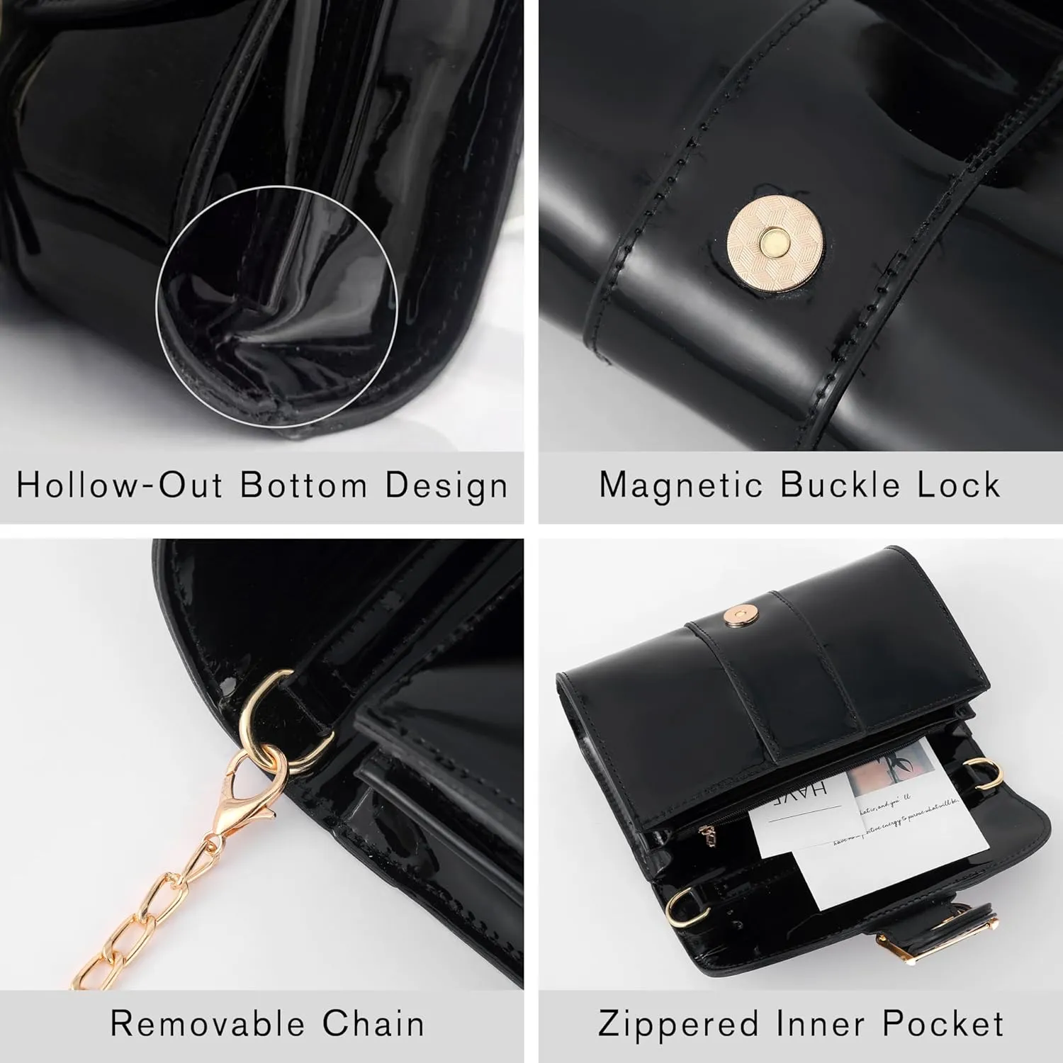 Clutch Purse for Women - Evening Purse Small Leather Shoulder Bag, Vintage Clutch Bag, Buckle Close Handbag