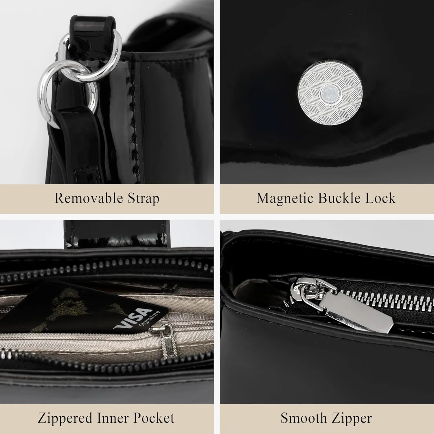Clutch Purse for Women - Evening Purse Small PU Leather Shoulder Bag, Designer Zipper Close Handbag