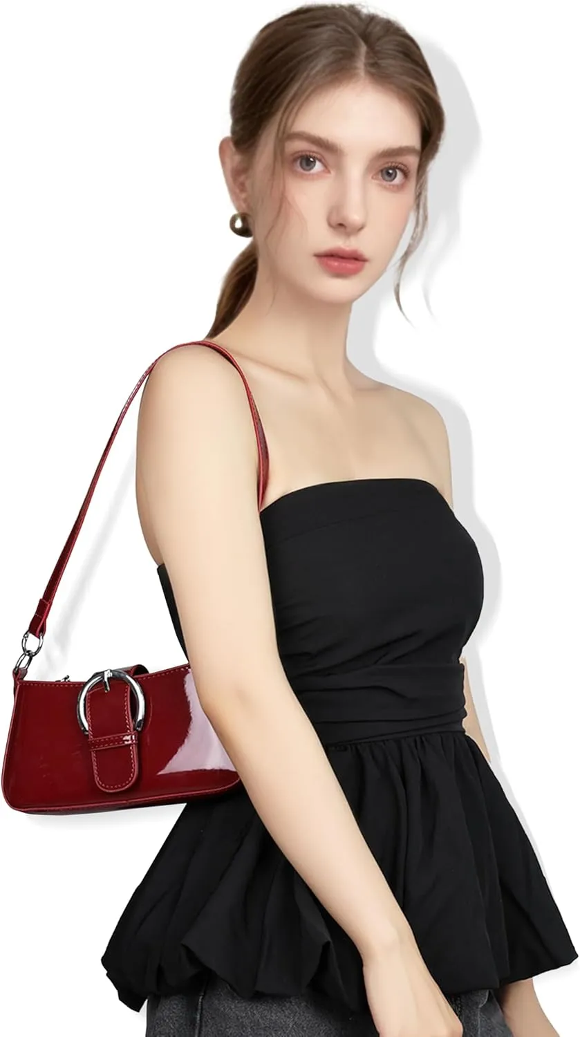 Clutch Purse for Women - Evening Purse Small PU Leather Shoulder Bag, Designer Zipper Close Handbag