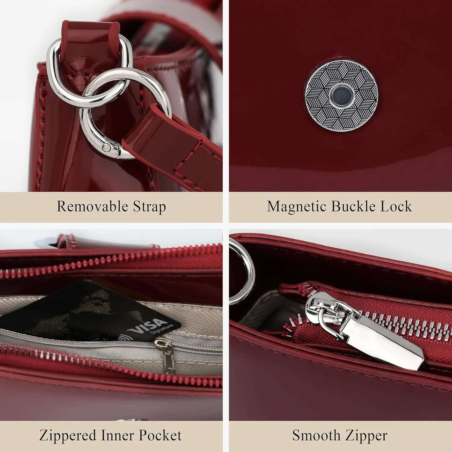 Clutch Purse for Women - Evening Purse Small PU Leather Shoulder Bag, Designer Zipper Close Handbag