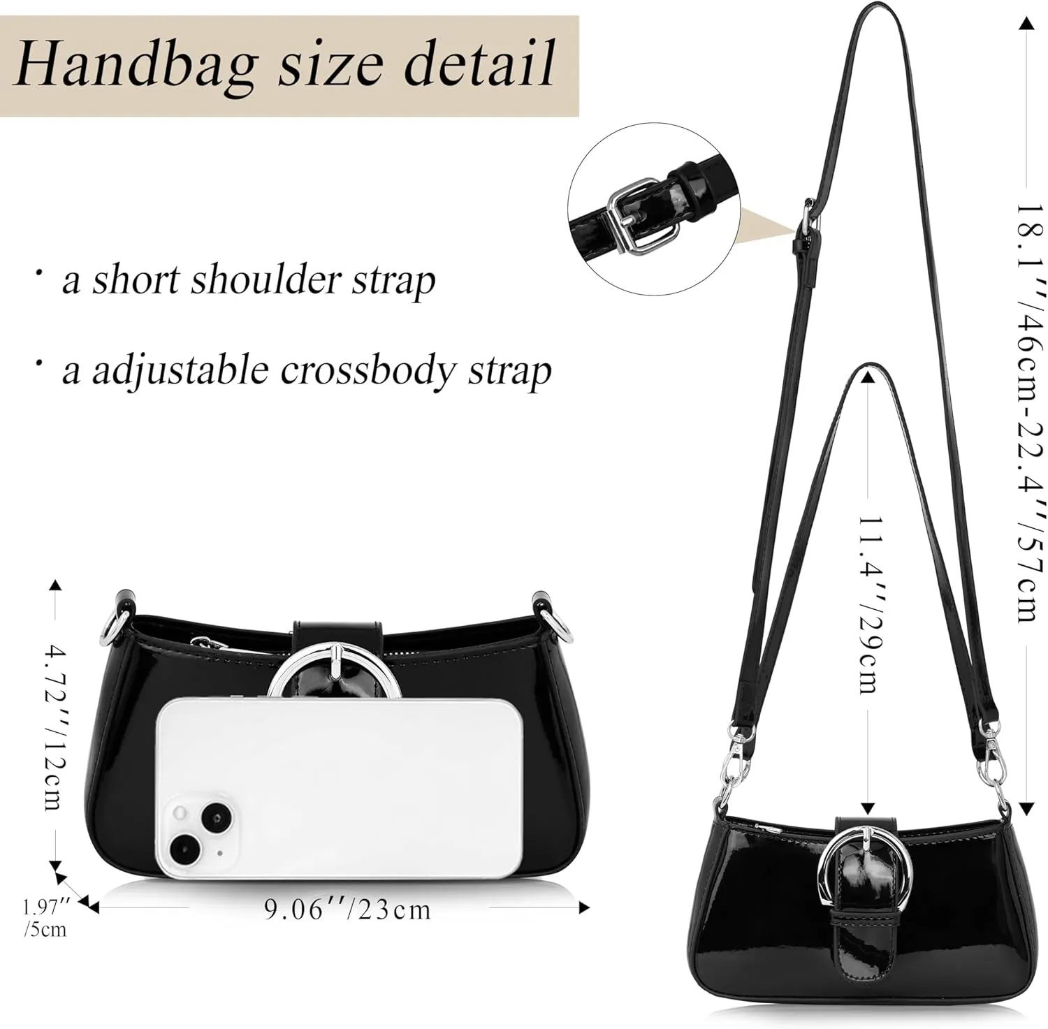 Clutch Purse for Women - Evening Purse Small PU Leather Shoulder Bag, Designer Zipper Close Handbag