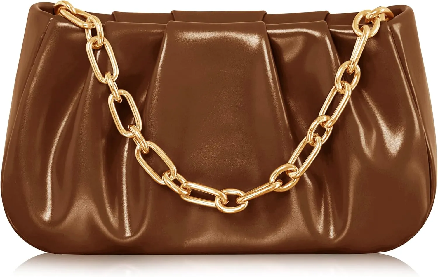 Clutch Purse for Women - Evening Small Shoulder Bag Anti Theft Removable Chain Adjustable Strap PU Handbag