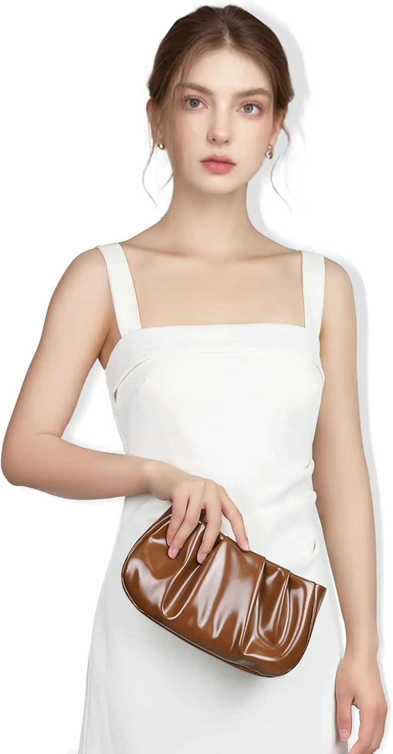 Clutch Purse for Women - Evening Small Shoulder Bag Anti Theft Removable Chain Adjustable Strap PU Handbag