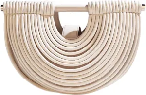Clutch Purses for Women Evening/Wedding Chic Half Round Woven Bag Formal PU Leather Purse Designer Handbags for Party Prom
