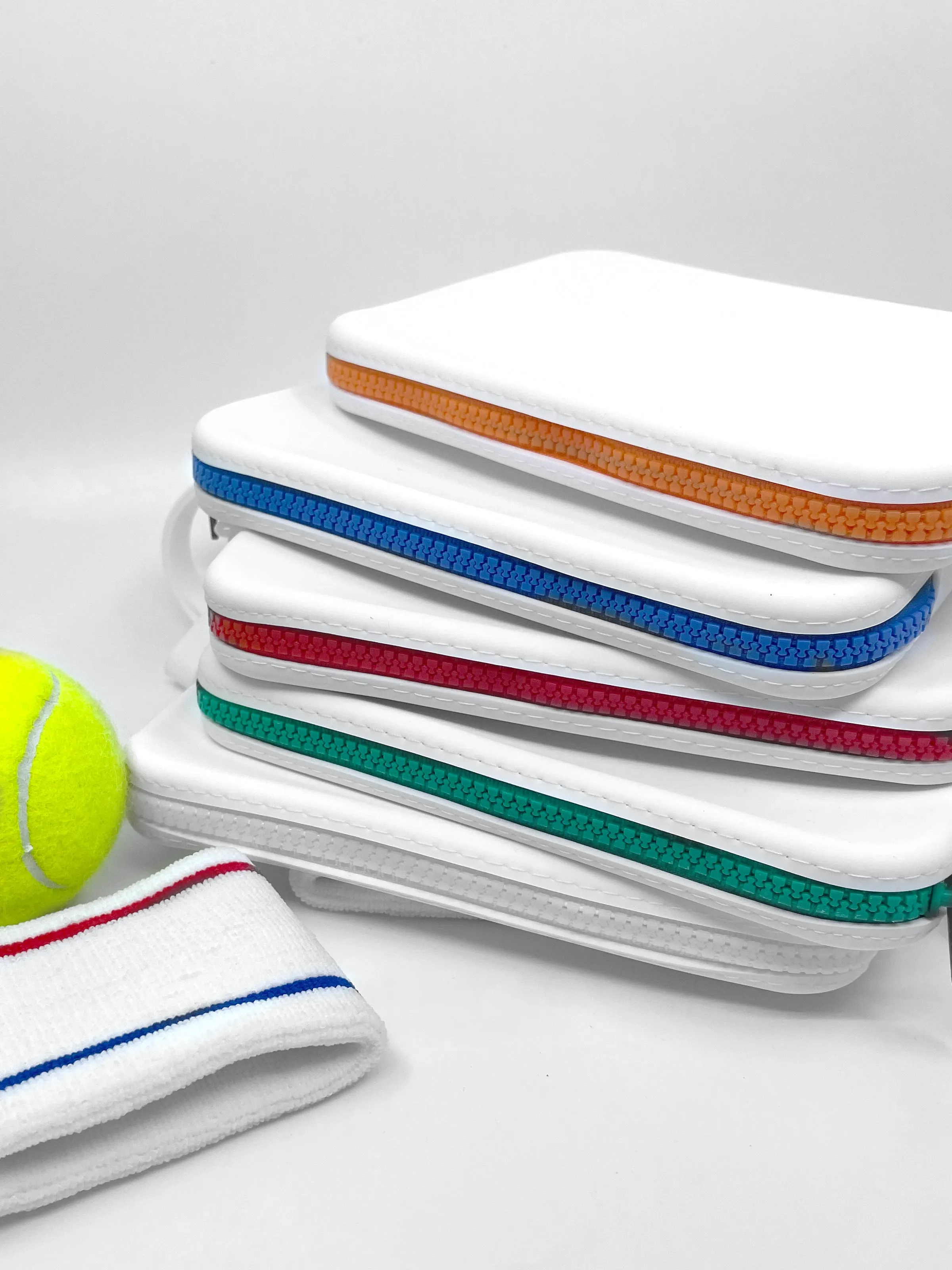 Clutch - White with Green Zip