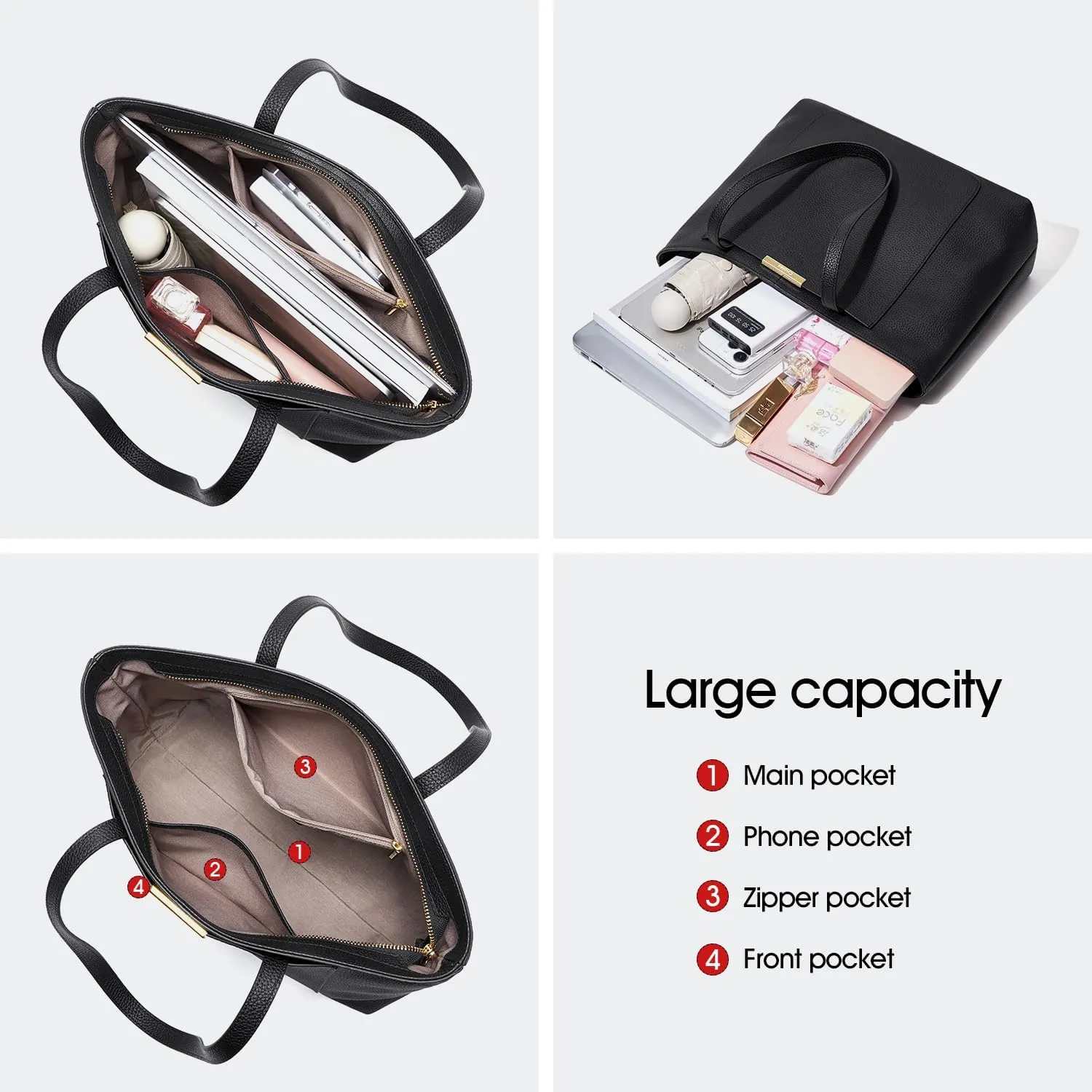 Cnoles Women Tote Bag Leather Handbag Purses And Handbags For Women Ladies Top Handle Large Soft Shoulder Satchel Hobo Bags
