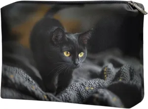 COEQINE Cute Makeup Bag for Purse Travel Cosmetic Case for Women Work 3D Cat Print Lip Purse Toiletry Wash Bag
