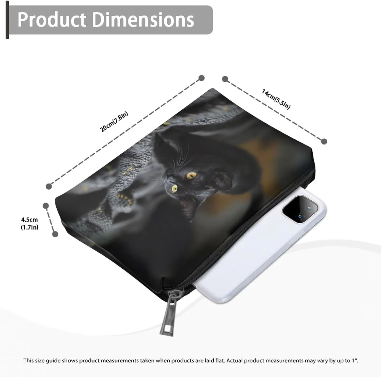 COEQINE Cute Makeup Bag for Purse Travel Cosmetic Case for Women Work 3D Cat Print Lip Purse Toiletry Wash Bag