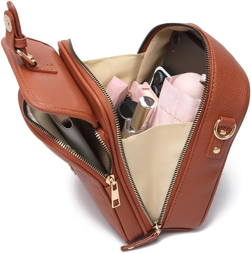 Collaboraten1 Crossbody Leather Bag,2025 New Crossbody Leather Bag with built in wallet, Anti-Theft Retro Design