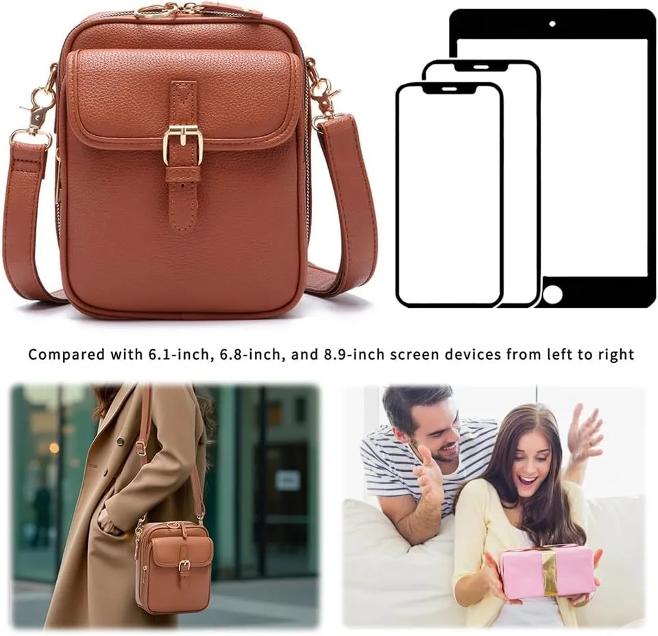 Collaboraten1 Crossbody Leather Bag,2025 New Crossbody Leather Bag with built in wallet, Anti-Theft Retro Design