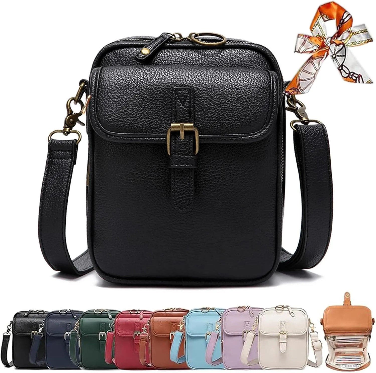 Collaboraten1 Crossbody Leather Bag,2025 New Crossbody Leather Bag with built in wallet, Anti-Theft Retro Design