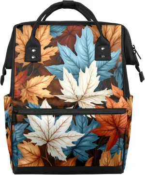 Colourful Maple Leaves Diaper Bag Mommy Bags With Adjustable Shoulder Strap Waterproof Multifunction Shoulder Bag Travel Large Capacity Backpack for Moms And Dads