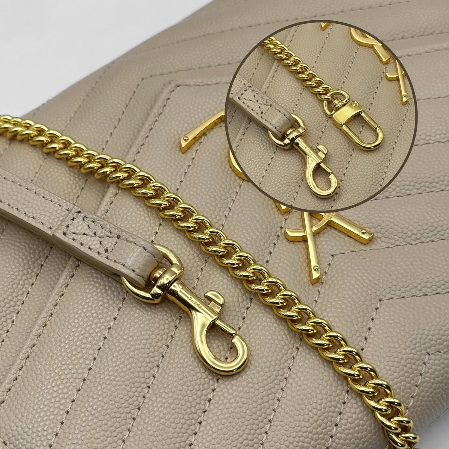 Conversion Kit compatible with Monogram Clutch, Insert with 120cm - 47" inches Premium Gold Chain, Wristlet Insert Wallet on Chain (Black)