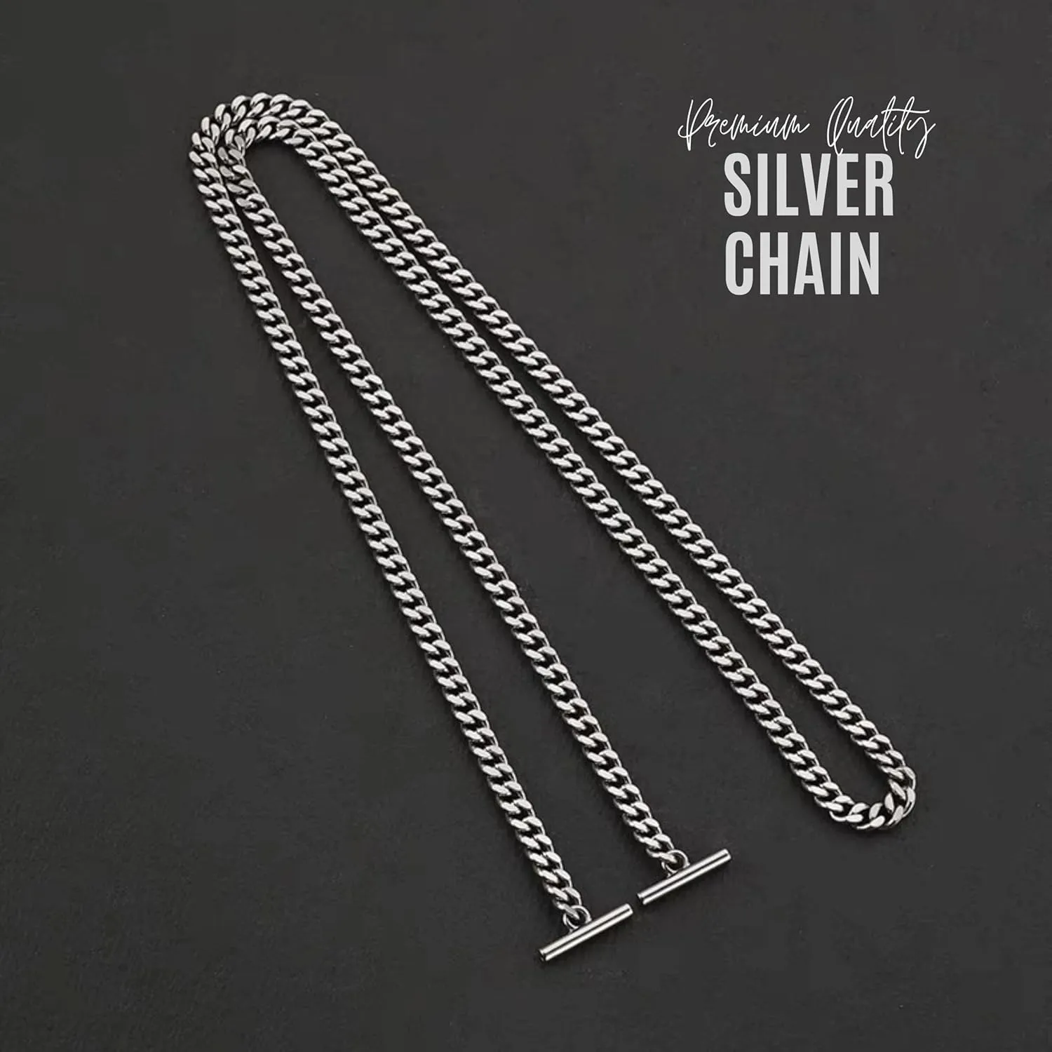 Conversion Kit compatible with Monogram Clutch, Insert with 120cm - 47" inches Premium Silver Chain, Wristlet Insert Wallet on Chain (120cm Silver Chain - D-Closure)