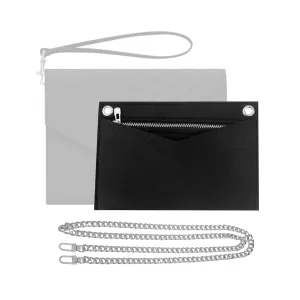 Conversion Kit compatible with Monogram Clutch, Insert with 120cm - 47" inches Premium Silver Chain, Wristlet Insert Wallet on Chain (120cm Silver Chain - D-Closure)