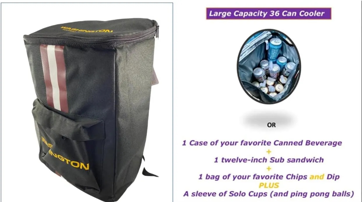 Cooler Backpack – Portable Soft Sided Ice Chest – Insulated Bag Holds 36 Cans - Football Gear – Show Your Team Spirit with Officially Licensed Fan Gear