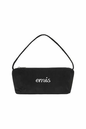 CORDUROY DAILY LONG HOBO BAG-BLACK