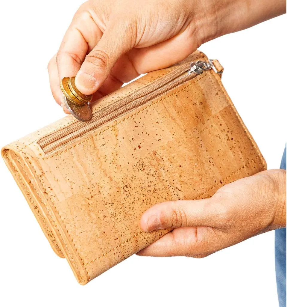Cork Slim Long Wallet – Women’s Clutch - RFID Blocking - Vegan Leather – Cruelty Free – Eco Friendly - Black