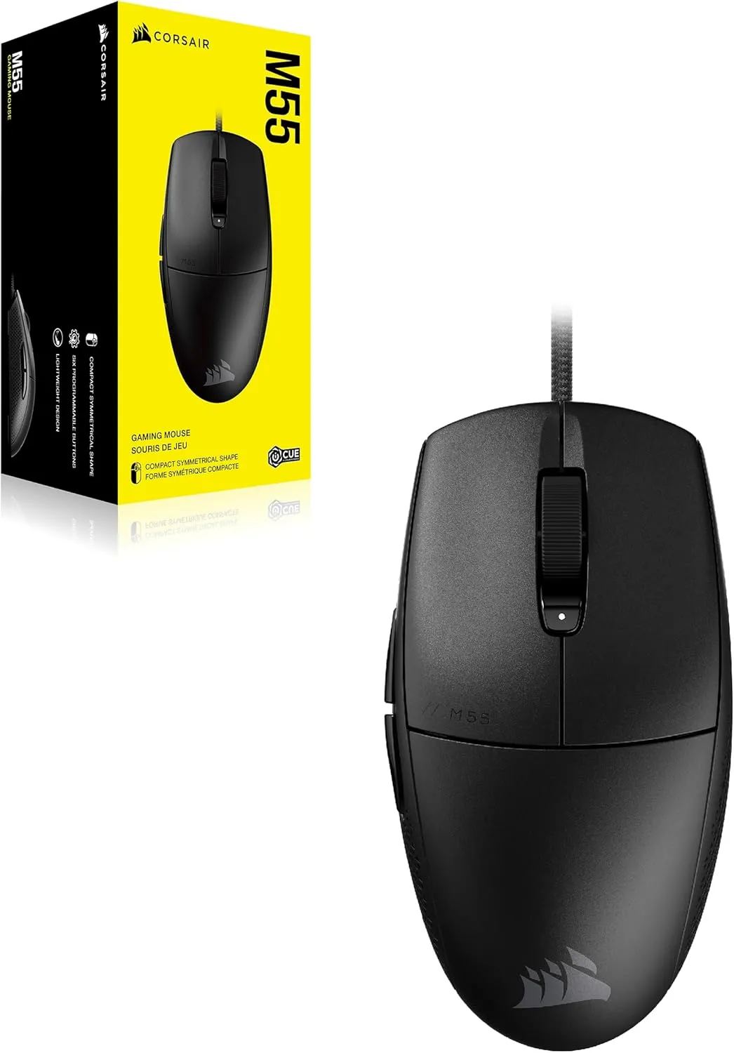 Corsair M55 Wired Lightweight FPS Gaming Mouse – 16,000 DPI – Six Programmable Buttons – Textured Side Grips – Black