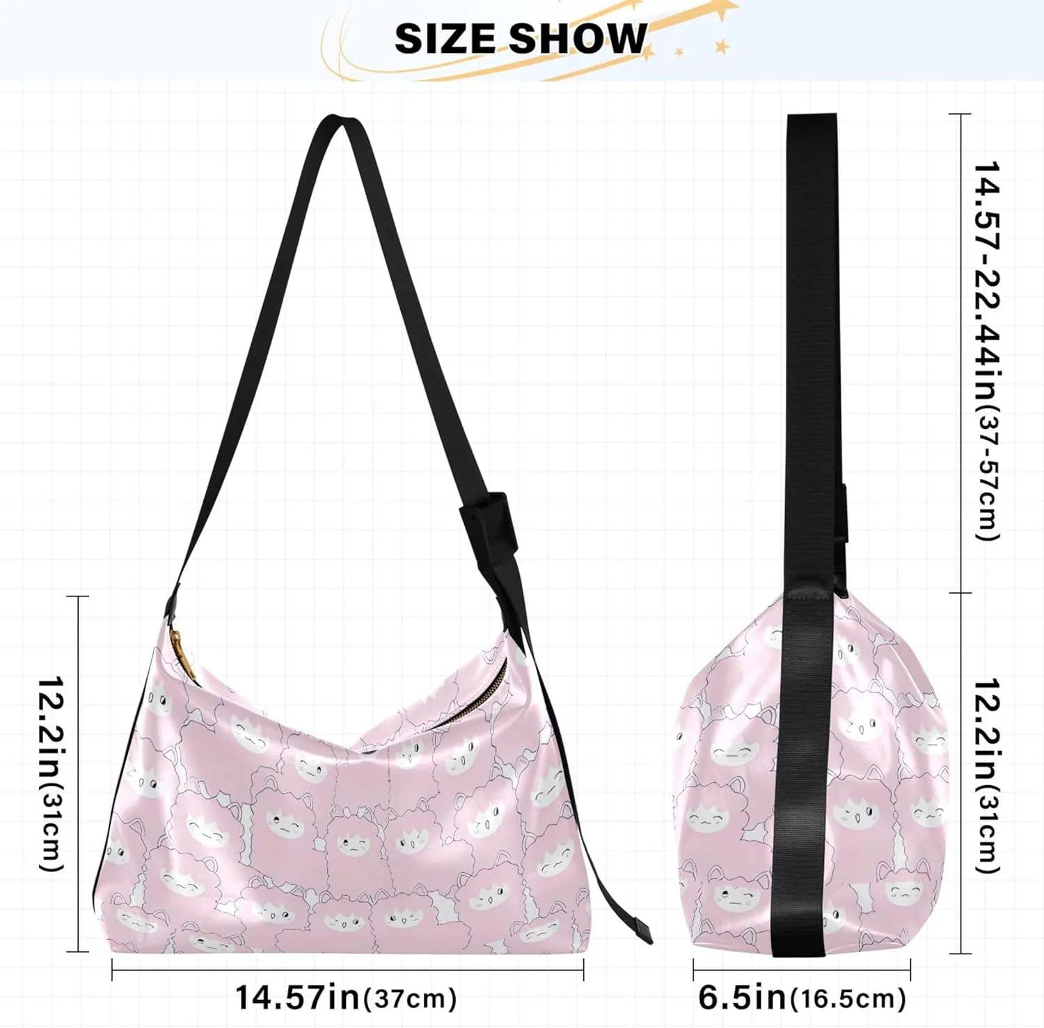 Couple Dachshunds Dog Beige Hobo Women Handbag Leather Large Purse Crossbody Aesthetic Animal Print Shoulder Handbag