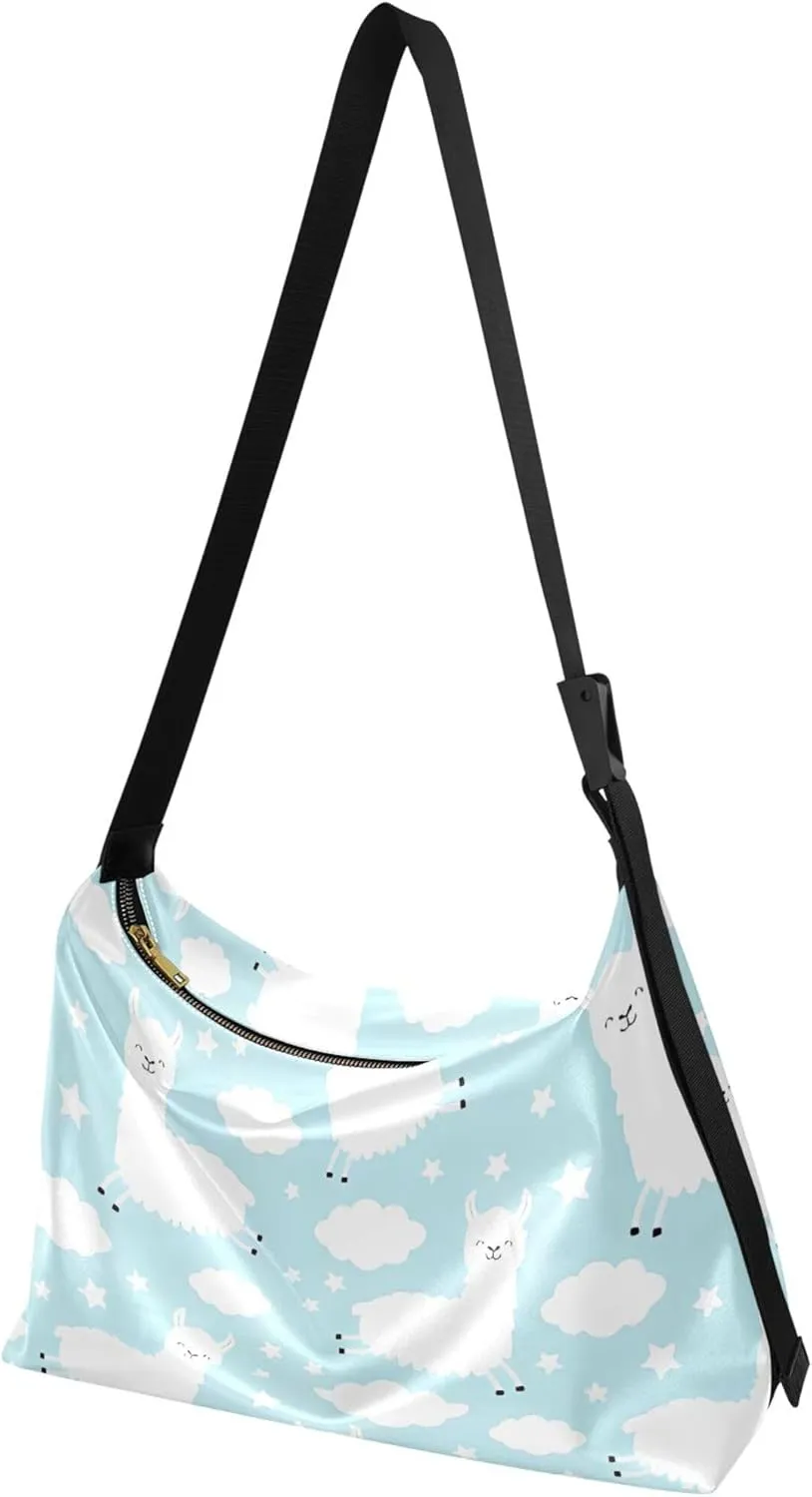 Couple Dachshunds Dog Beige Hobo Women Handbag Leather Large Purse Crossbody Aesthetic Animal Print Shoulder Handbag
