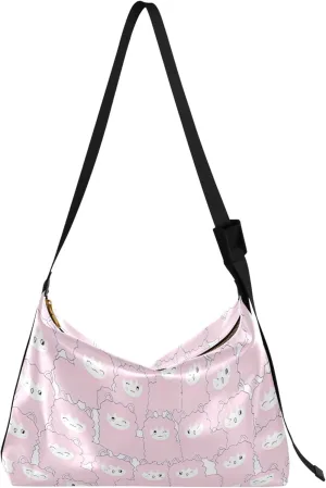 Couple Dachshunds Dog Beige Hobo Women Handbag Leather Large Purse Crossbody Aesthetic Animal Print Shoulder Handbag