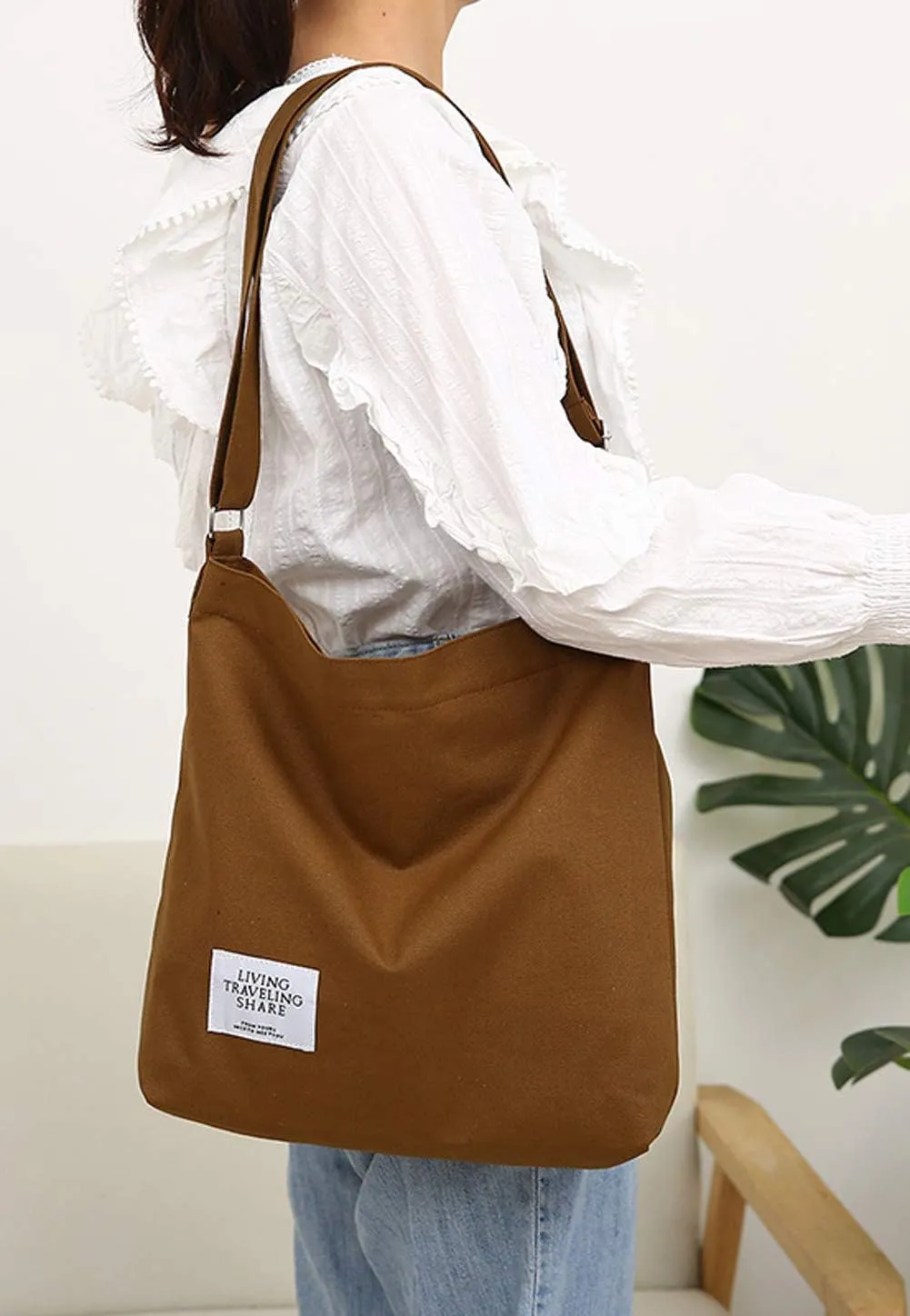 Covelin Women's Retro Large Size Canvas Shoulder Bag Hobo Crossbody Handbag Casual Tote