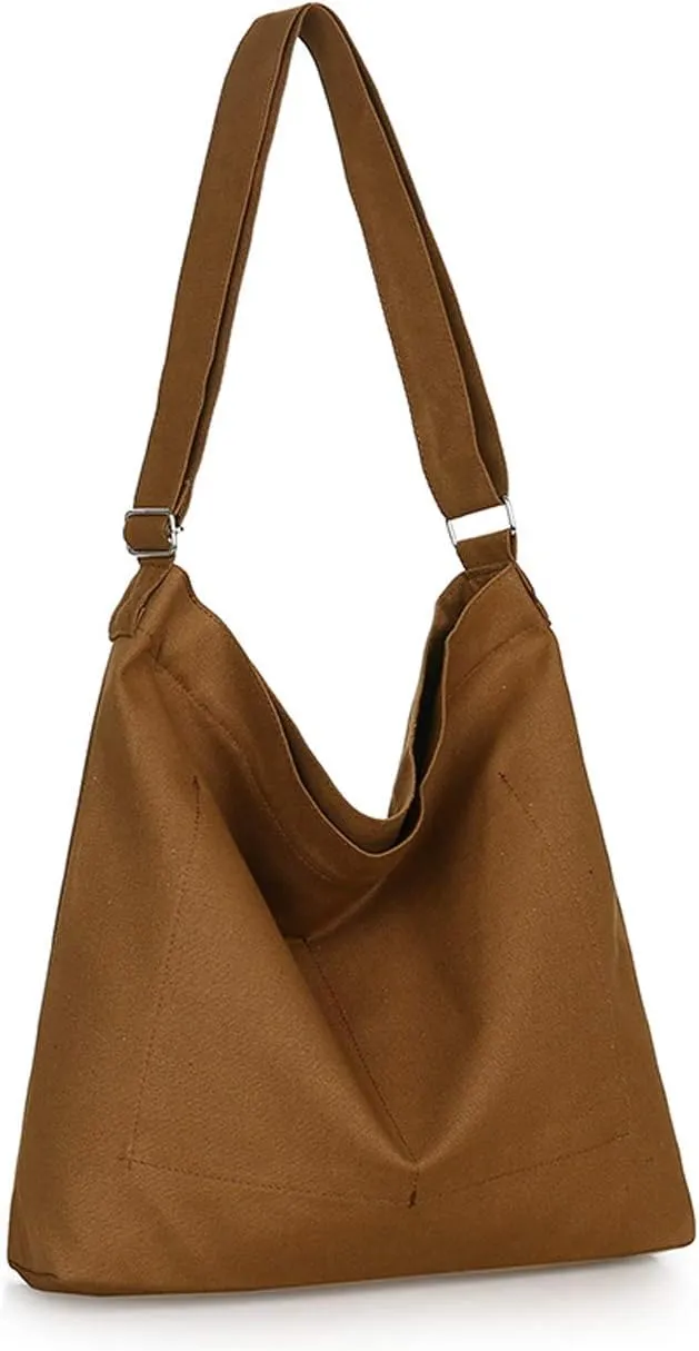 Covelin Women's Retro Large Size Canvas Shoulder Bag Hobo Crossbody Handbag Casual Tote