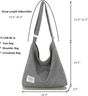 Covelin Women's Retro Large Size Canvas Shoulder Bag Hobo Crossbody Handbag Casual Tote