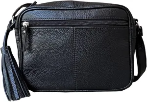 Cowhide Leather Women's Shoulder Purse Small Cross Body Organizer Bag with Many Pockets