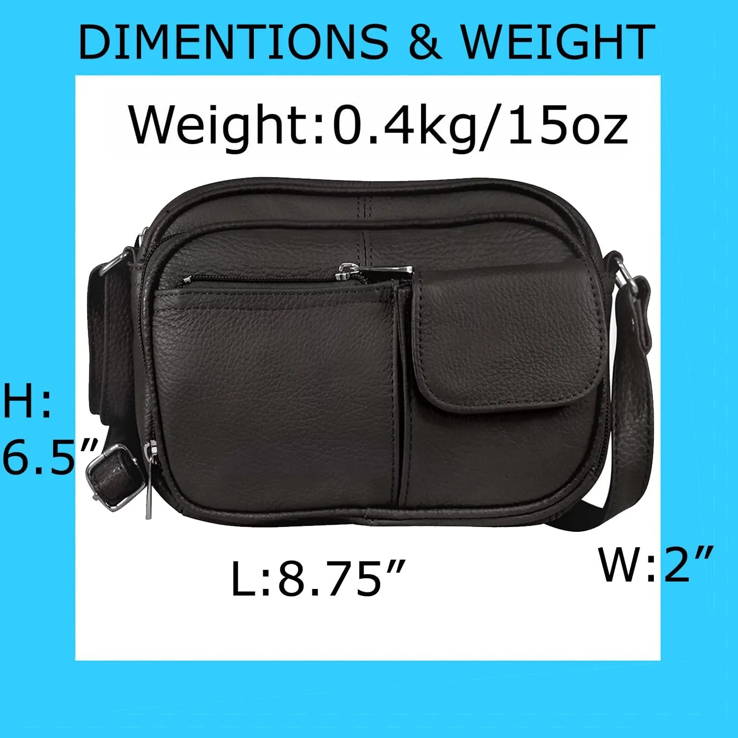 Cowhide Leather Women's Shoulder Purse Small Cross Body Organizer Bag with Many Pockets