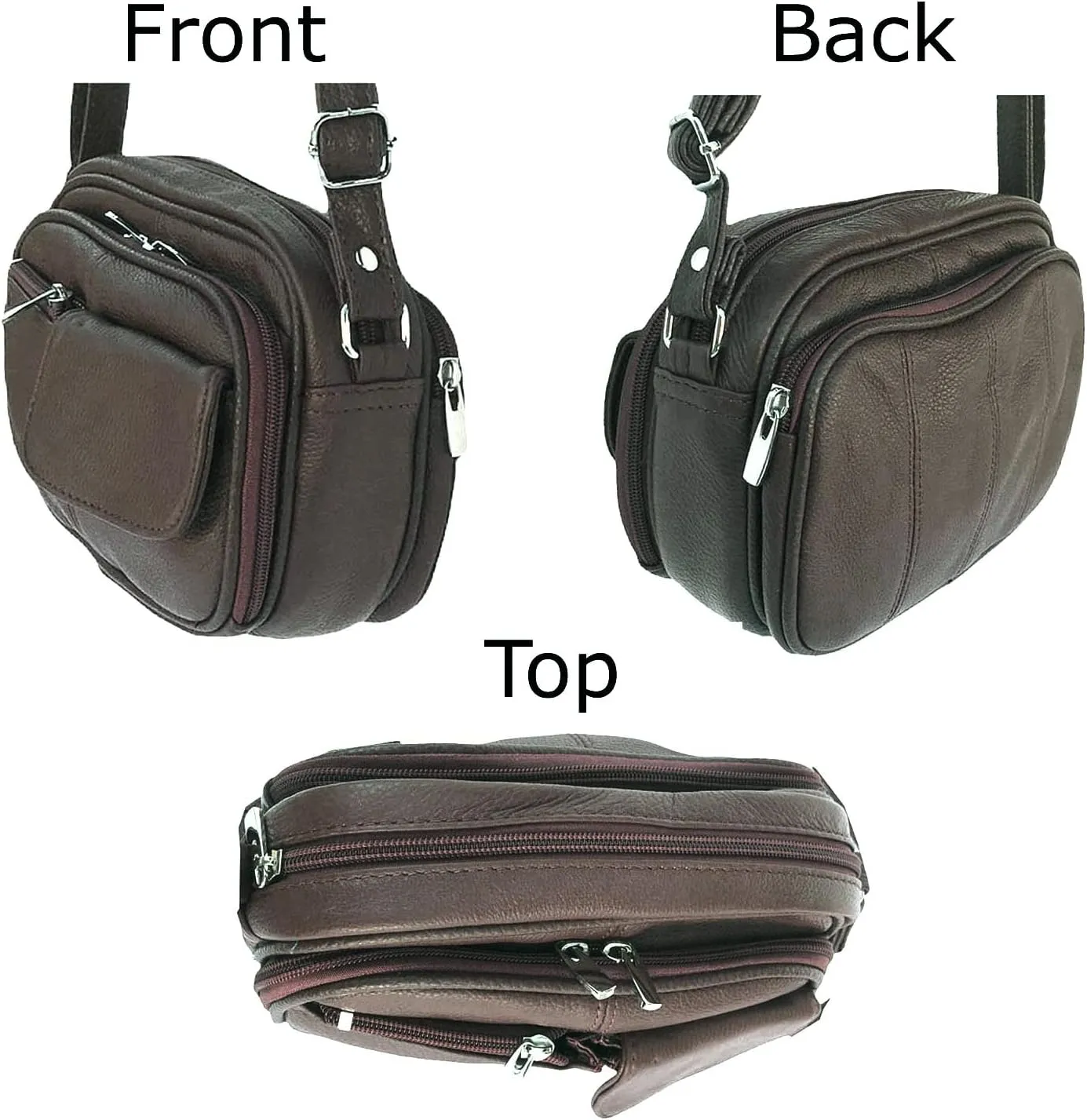 Cowhide Leather Women's Shoulder Purse Small Cross Body Organizer Bag with Many Pockets