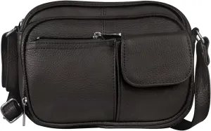 Cowhide Leather Women's Shoulder Purse Small Cross Body Organizer Bag with Many Pockets
