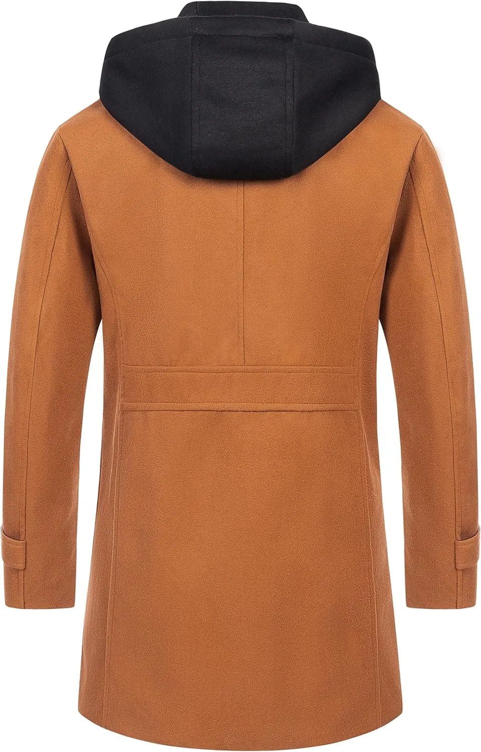 CREATMO US Men's Classic Pea Coat Wool Blend Trench Coat Windproof Business Overcoat With Detachable Hood