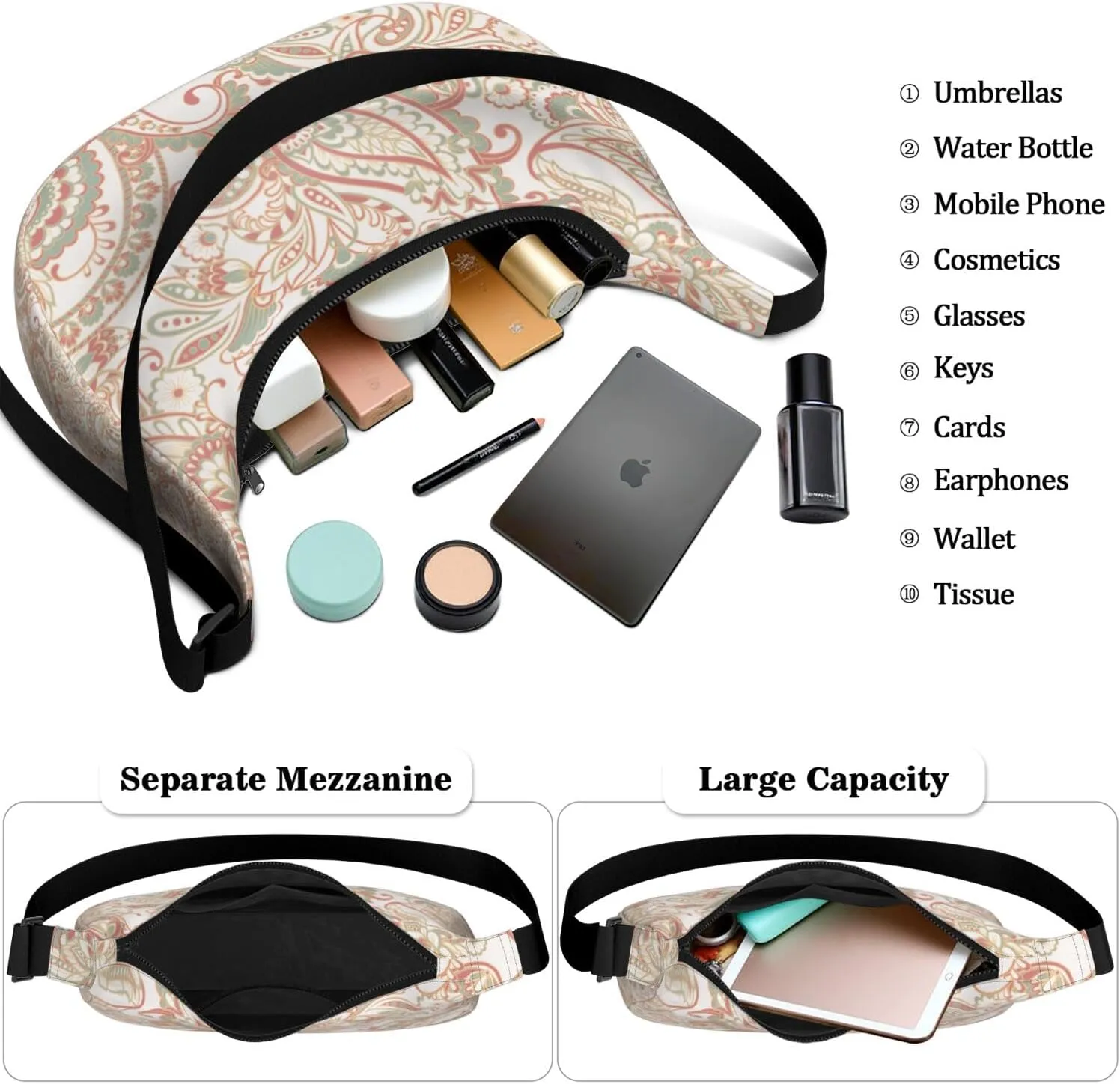 Crescent Shoulder Bag Clutch HandBag with Zipper Closure for Women Underarm Purse with Adjustable Strap Zipper Closure