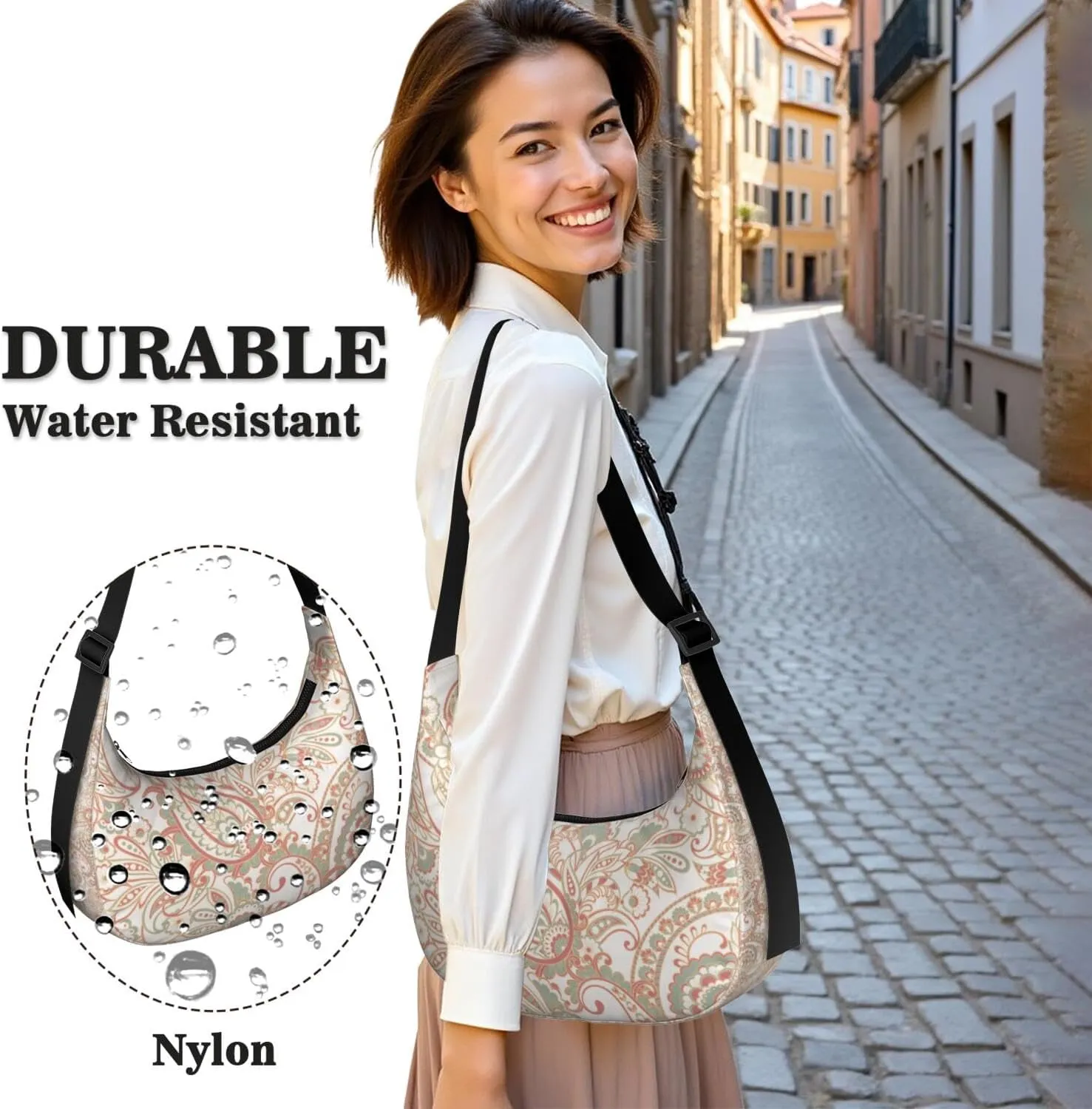 Crescent Shoulder Bag Clutch HandBag with Zipper Closure for Women Underarm Purse with Adjustable Strap Zipper Closure
