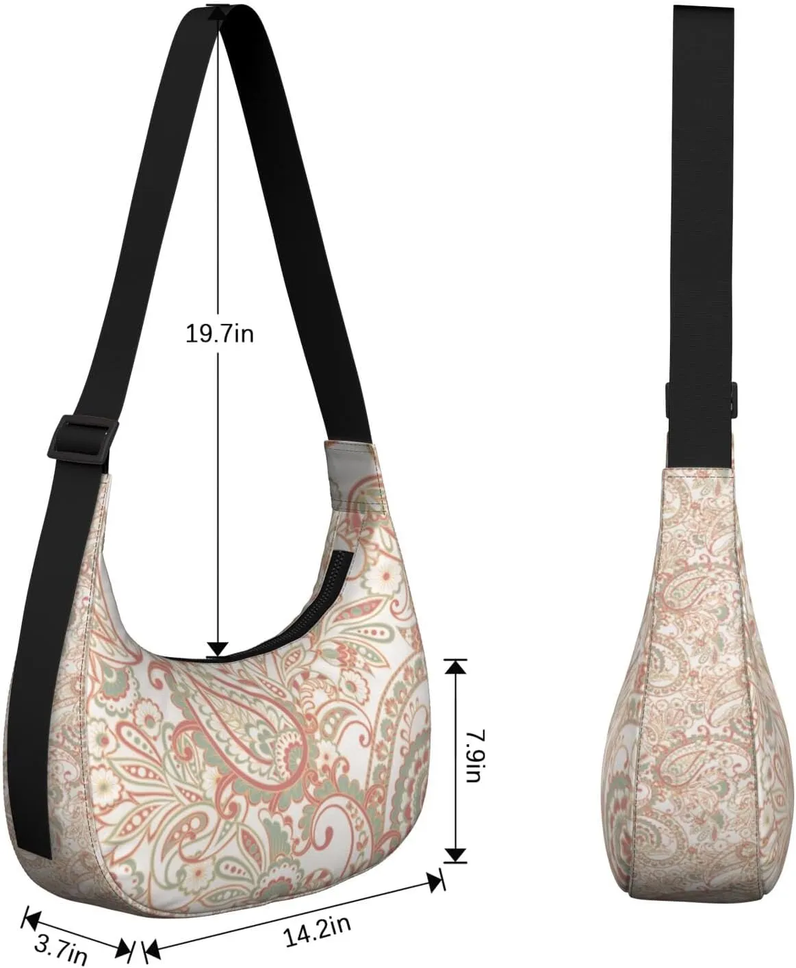 Crescent Shoulder Bag Clutch HandBag with Zipper Closure for Women Underarm Purse with Adjustable Strap Zipper Closure