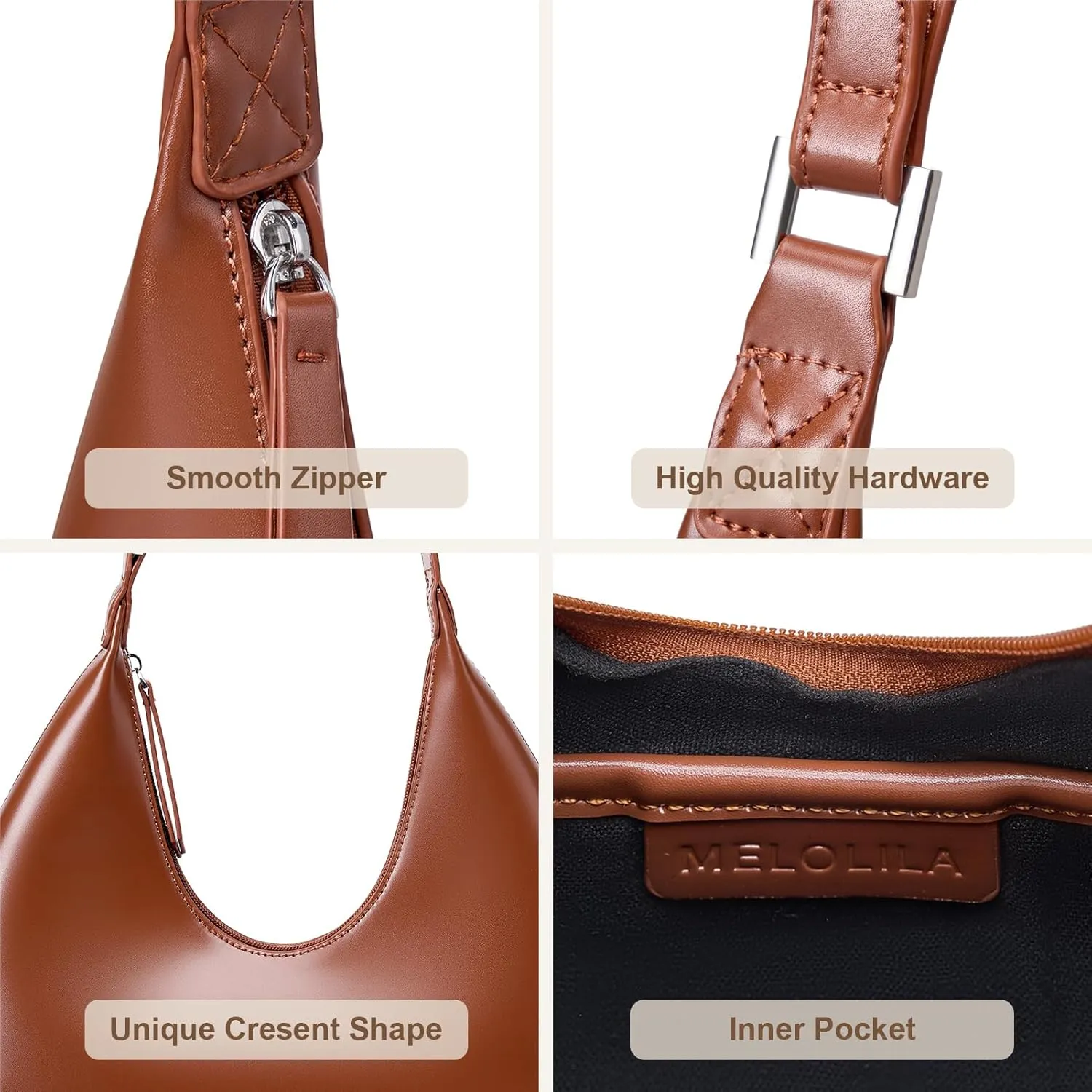 Crescent Shoulder Bag Trendy Purses for Women Small Hobo Bag Y2K Purse Moon Bag