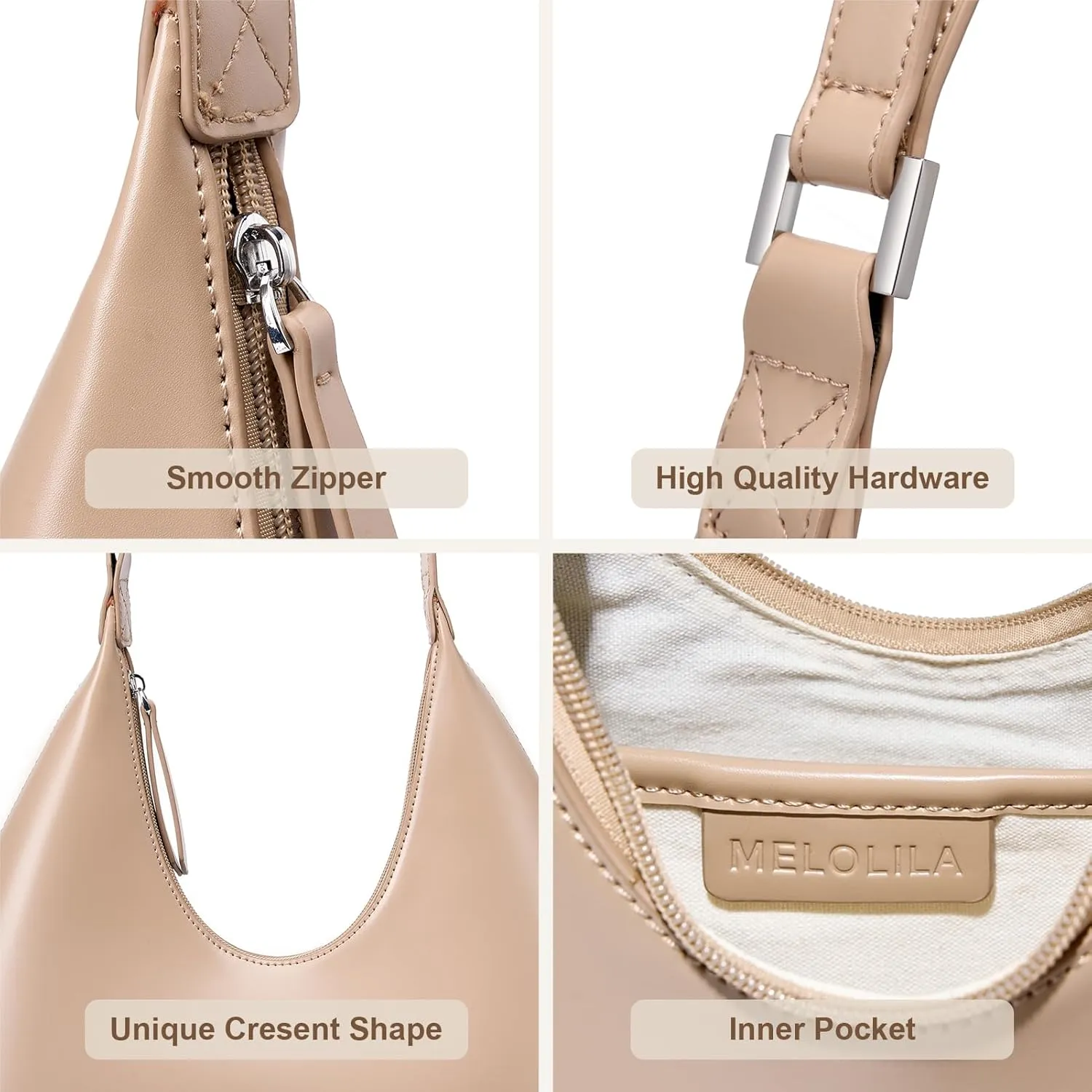 Crescent Shoulder Bag Trendy Purses for Women Small Hobo Bag Y2K Purse Moon Bag