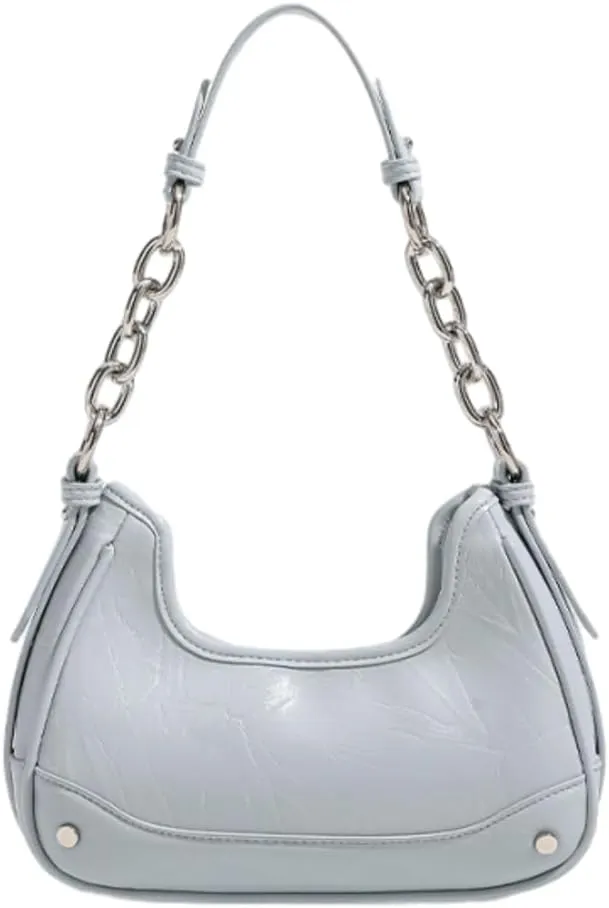 Crescent Shoulder Bags for Women Y2k Hobo Under Arm Purse Fashion Rivet Chain Evening Party Handbags