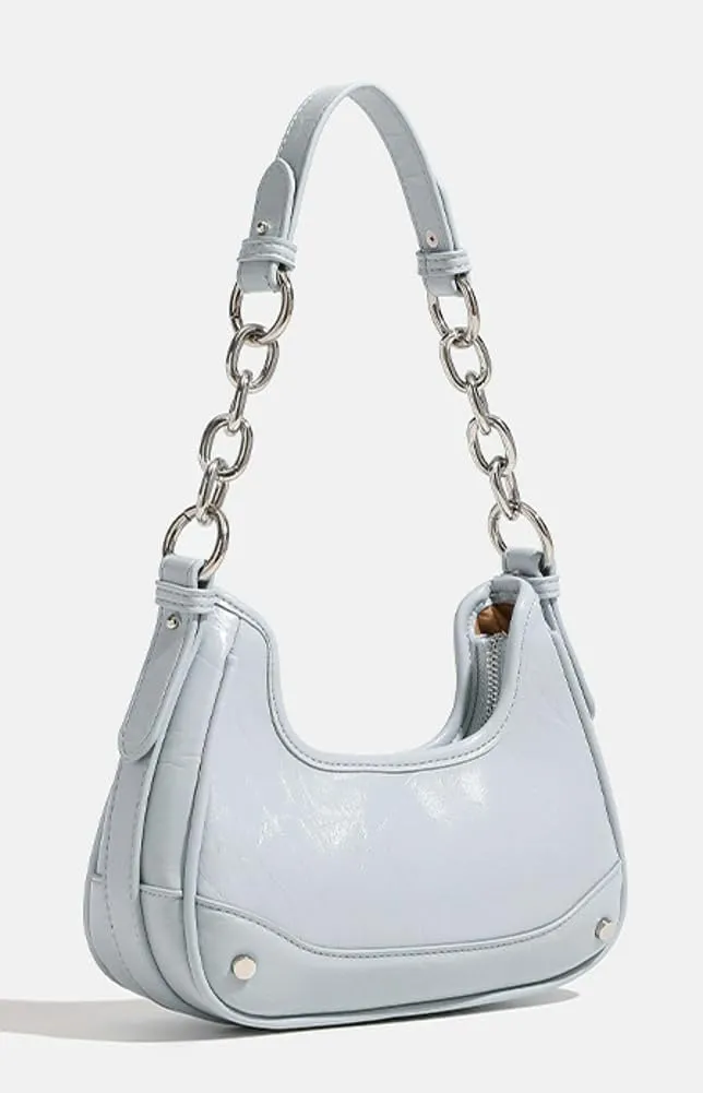 Crescent Shoulder Bags for Women Y2k Hobo Under Arm Purse Fashion Rivet Chain Evening Party Handbags
