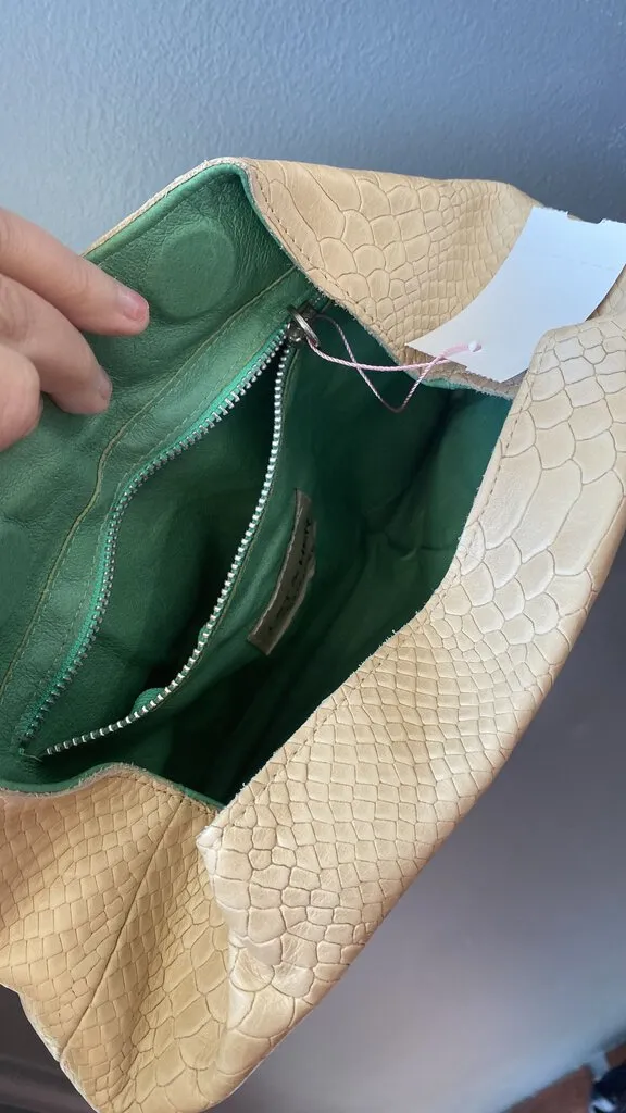 Croc Embossed Slouchy Box Clutch