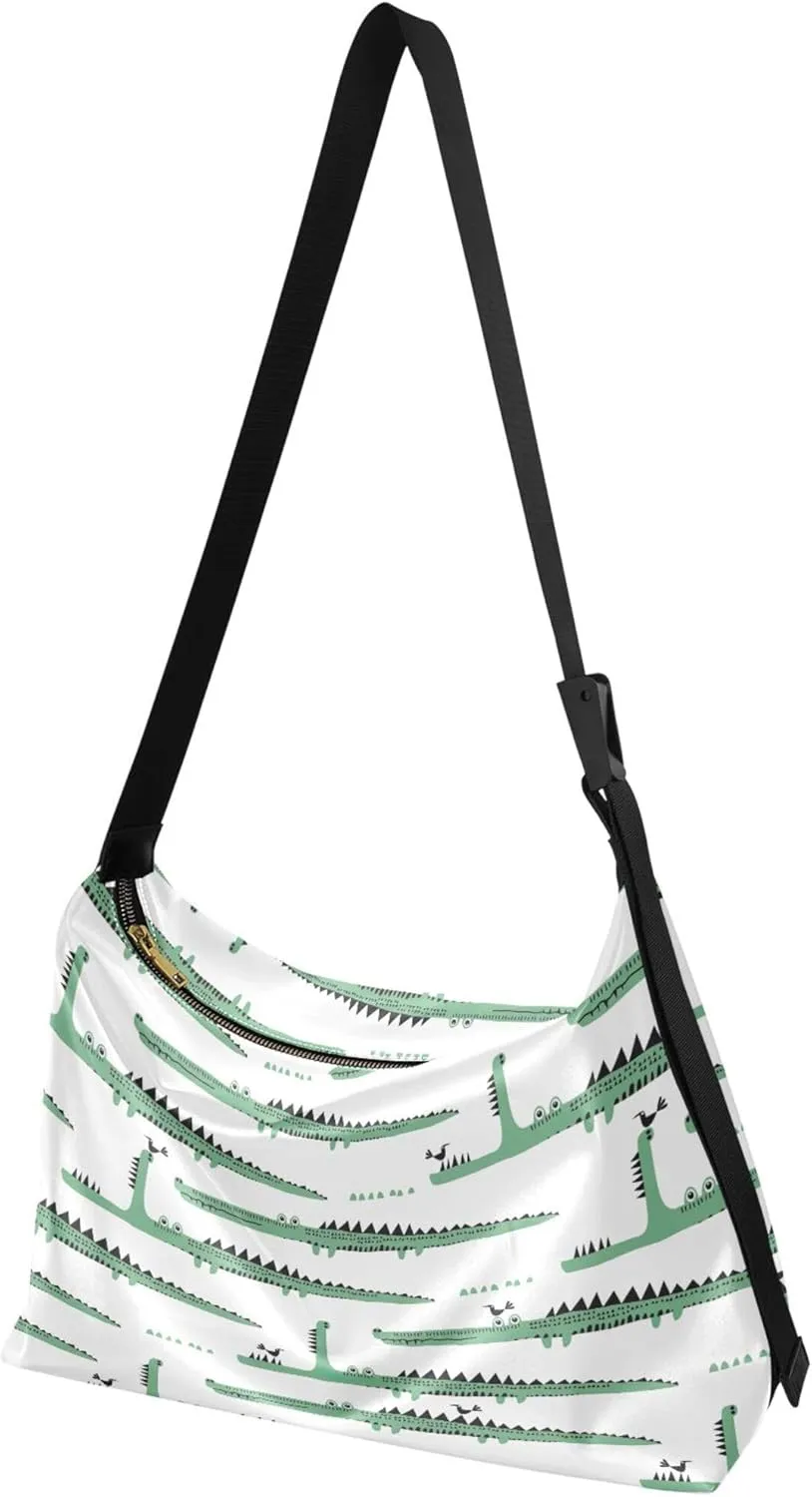 Crocodile Wild Animal Design Soft PU Leather Hobo Bags Leather Purse Men Art Animal Print Women Shoulder Handbags
