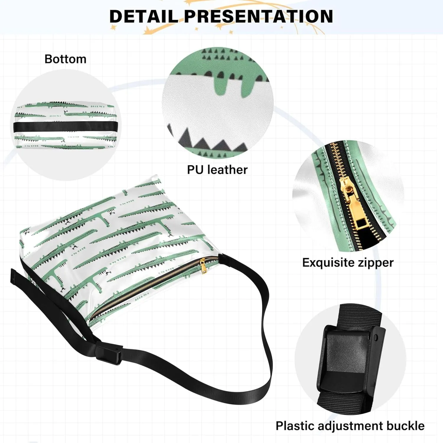 Crocodile Wild Animal Design Soft PU Leather Hobo Bags Leather Purse Men Art Animal Print Women Shoulder Handbags