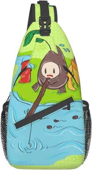 Cross chest bag diagonally Sunflower seeds fishing pattern Suitable For Men And Women outdoor hiking Work Daily travel trips, Black, One Size