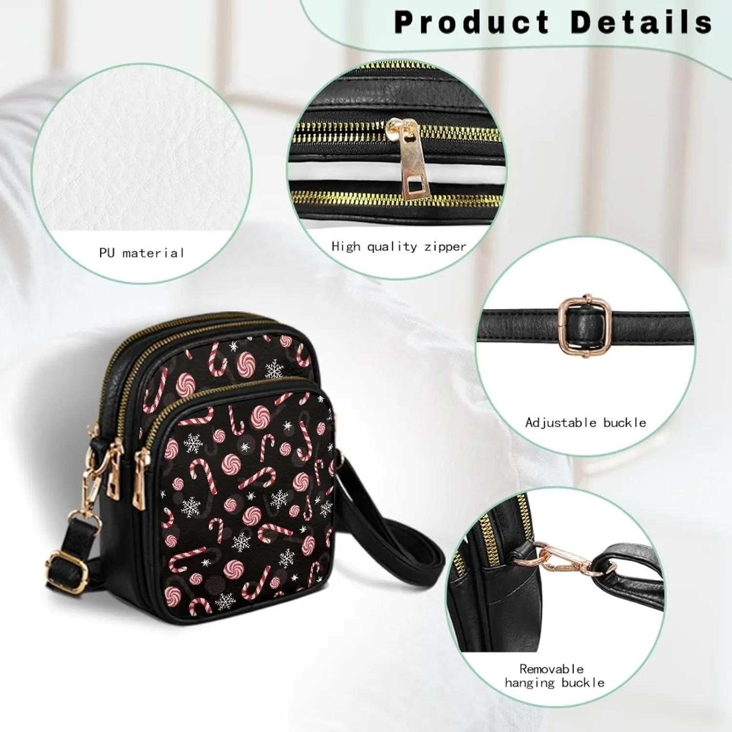 Crossbody Bag for Womens PU Leather Shoulder Purses Travel Purse Pocketbooks Multi Pocket Over the Shoulder Purses