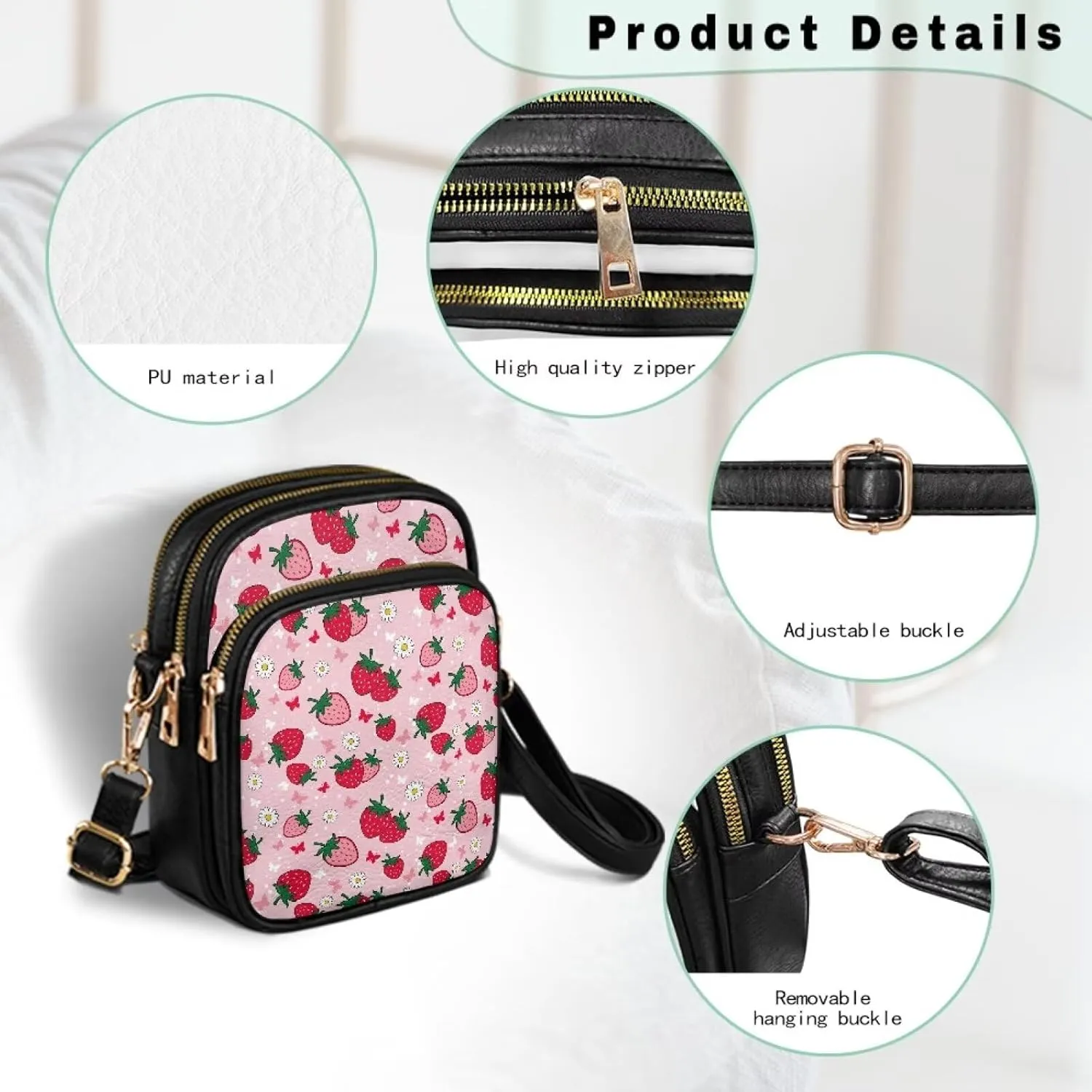 Crossbody Purses for Womens Multi Pocket Shoulder Purses Waterproof Crossbody Bag PU Leather Shoulder Satchel Bag