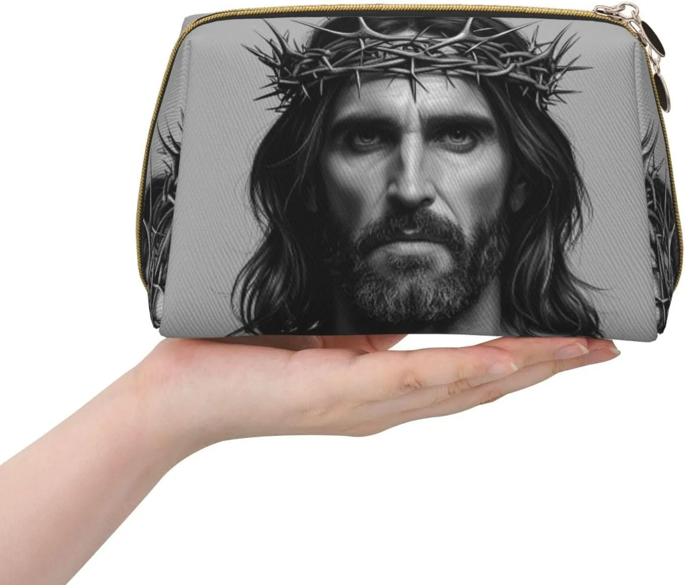 Crown of thorns Printed Small Makeup Bag,Travel Cosmetic Bag Purse with Zipper,Water-resistant Makeup Organizer Bag for Women