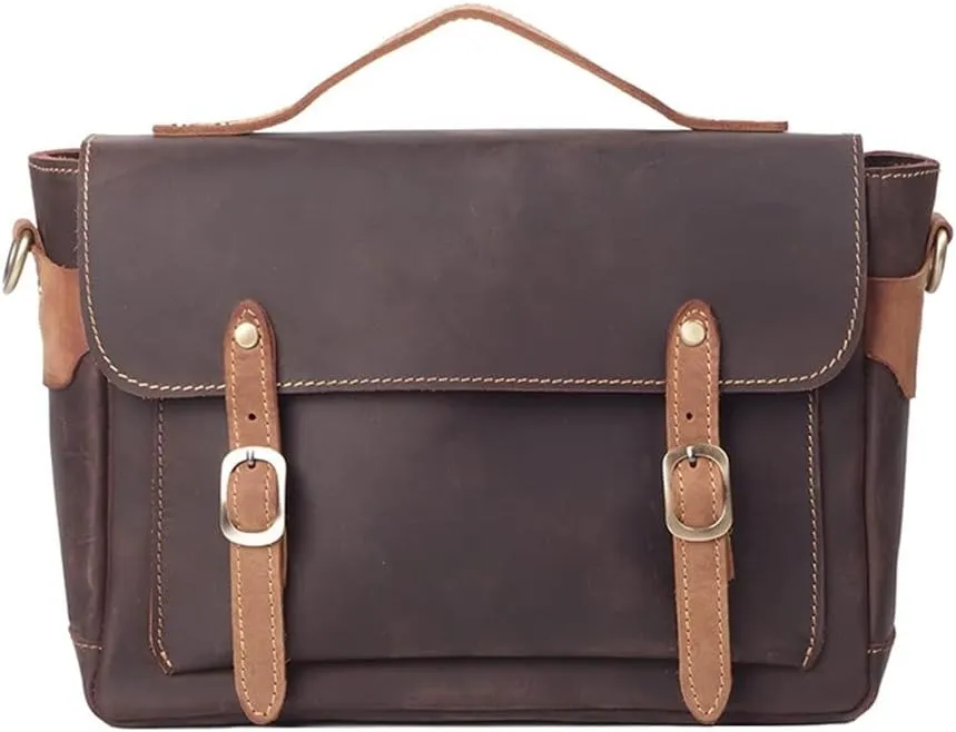 CSCDD Retro Men's Handbag Shoulder Messenger Bag Large Capacity Contrast Color Business Men's Bag